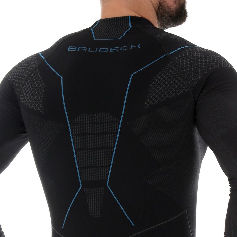 BRUBECK BLUZA THERMO LS13040 BLACK/BLUE