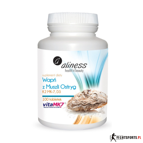 ALINESS WAPŃ Z MUSZLI OSTRYG z K2 MK7 i D3 100 tabletek