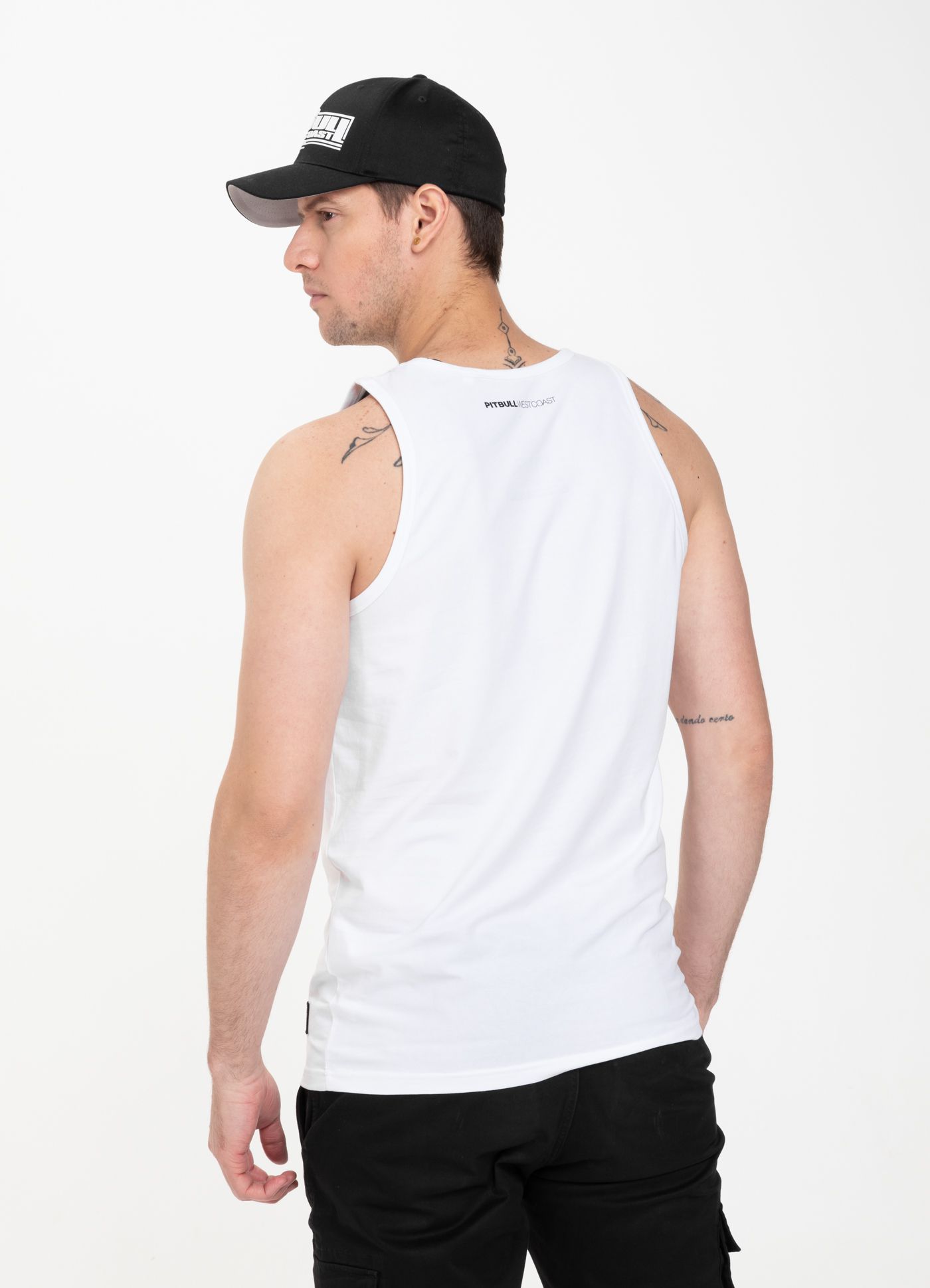 PIT BULL TANK TOP SMALL LOGO WHITE