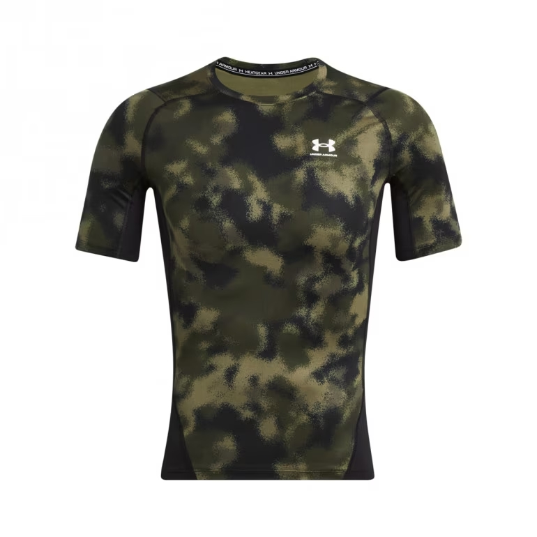 UNDER ARMOUR KOSZULKA HeatGear COMPRESSION PRINTED CAMO KHAKI