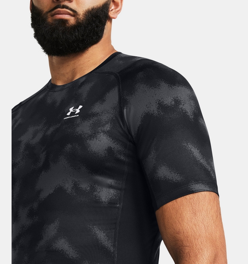 UNDER ARMOUR KOSZULKA HeatGear COMPRESSION PRINTED CAMO BLACK