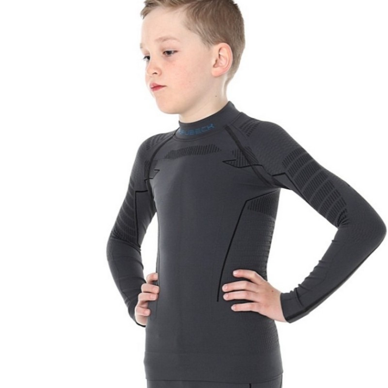 BRUBECK BLUZA CHŁOPIĘCA THERMO JUNIOR LS13640 GRAFIT