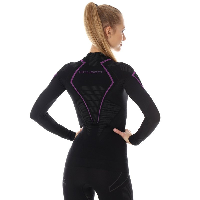 BRUBECK BLUZA THERMO LS13100 BLACK/PINK