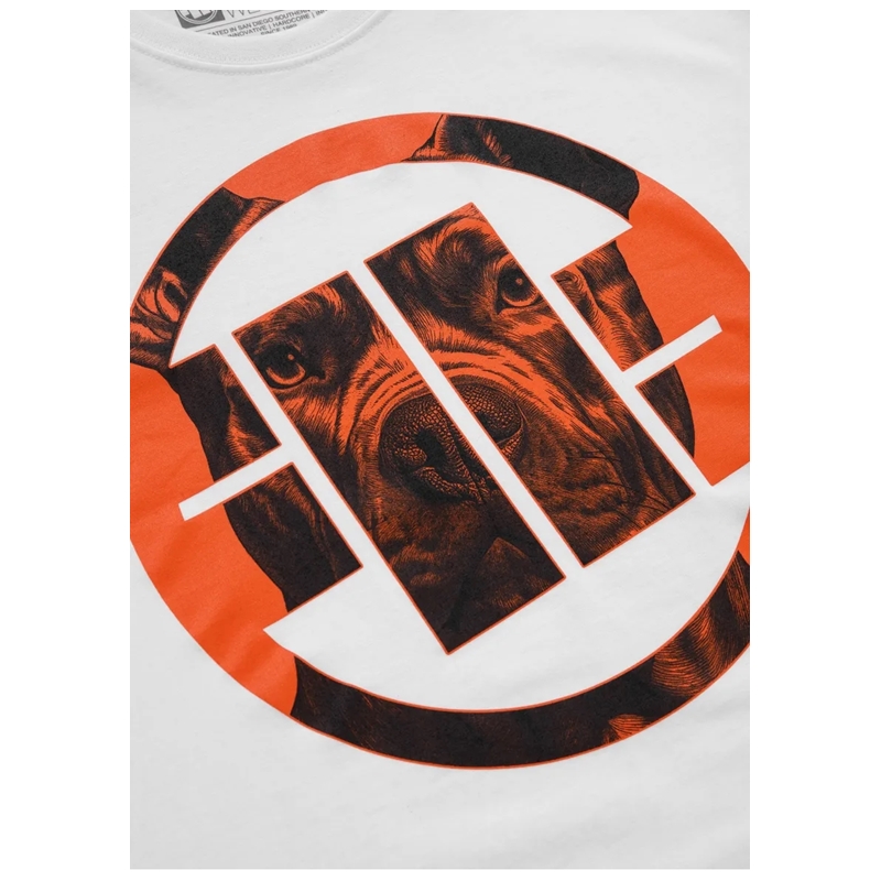 PIT BULL KOSZULKA ORANGE DOG WHITE
