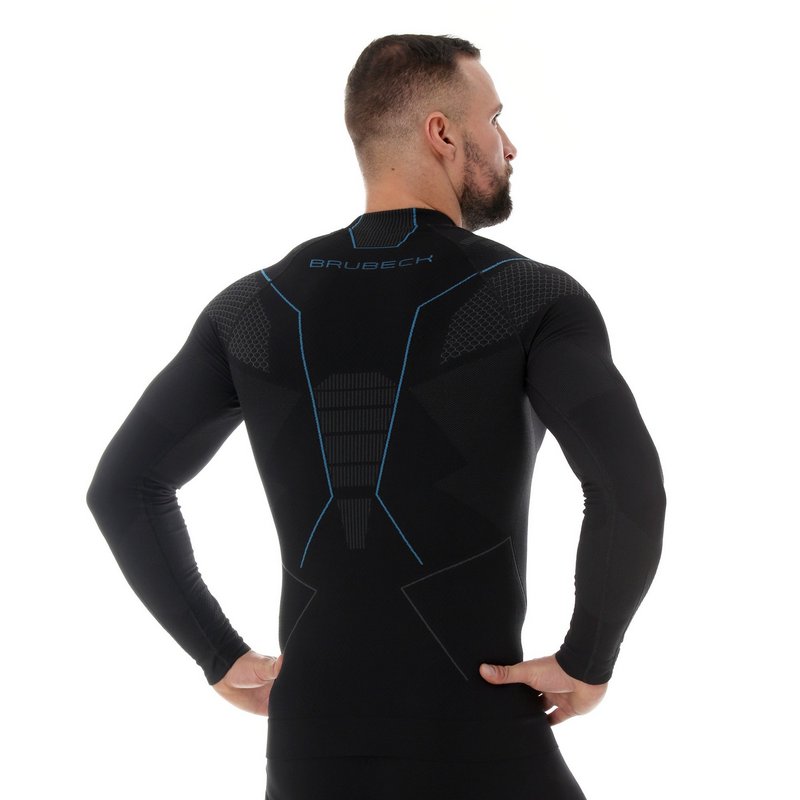 BRUBECK BLUZA THERMO LS13040 BLACK/BLUE