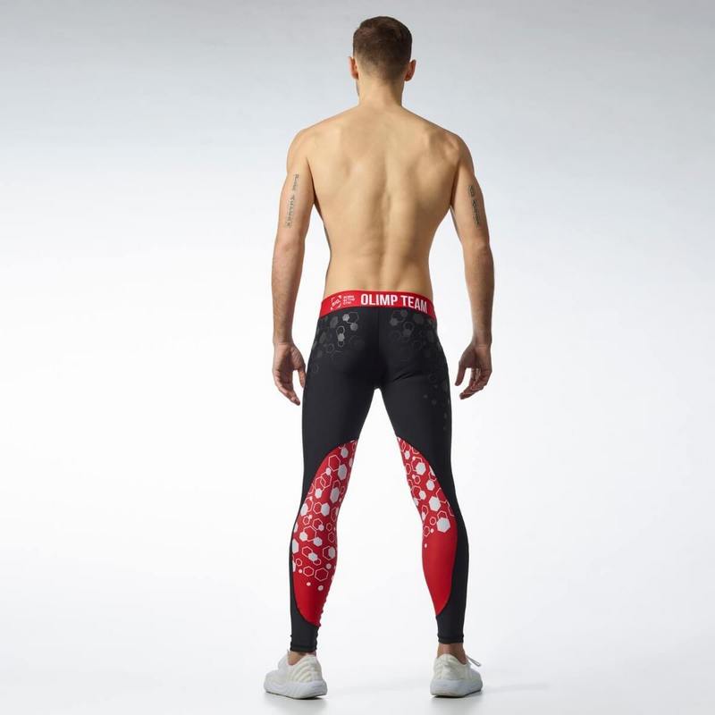 OLIMP LEGGINSY COMPRESS BLACK & RED