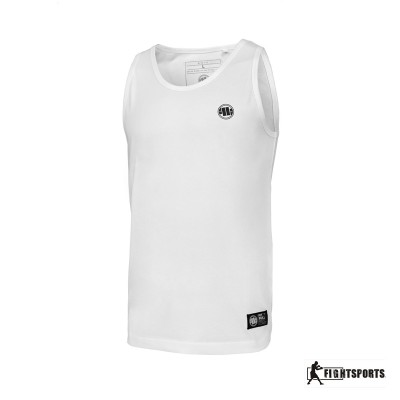 PIT BULL TANK TOP SMALL LOGO WHITE